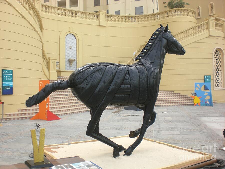 Horse Sculpture - Black Stalion Tyre Sculpture by Mo Siakkou-Flodin Horse Sculpture - Black Stalion Tyre Sculpture by Mo Siakkou-Flodin
