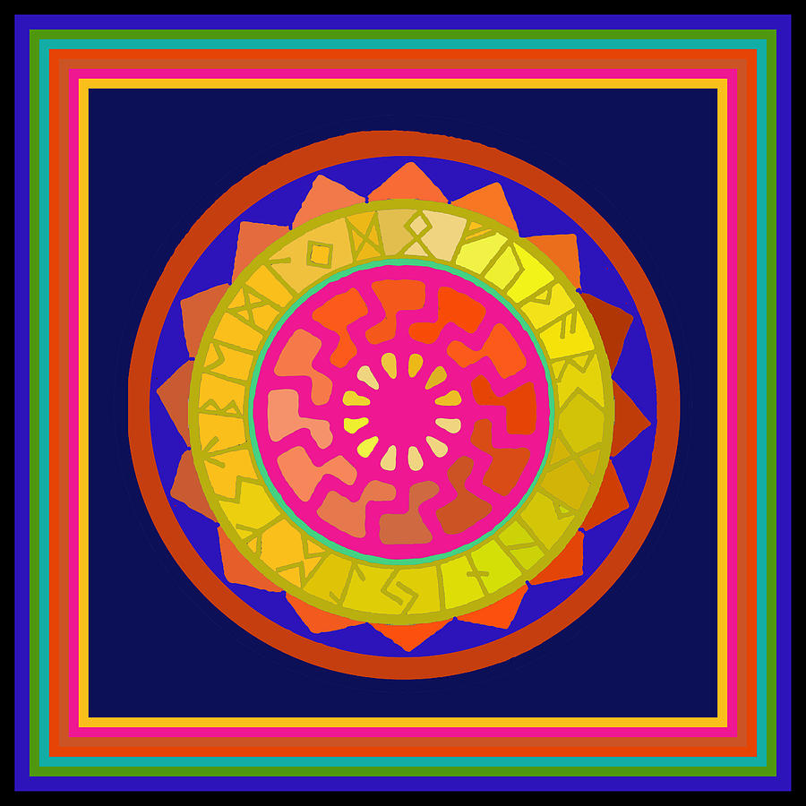 Black Sun Mandala Rune Calendar Digital Art by Vagabond Folk Art - Virginia Vivier