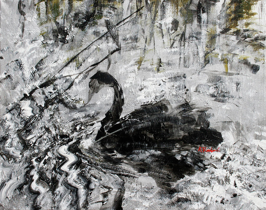 Black Swan Painting - Black Swan 201833 by Alyse Radenovic
