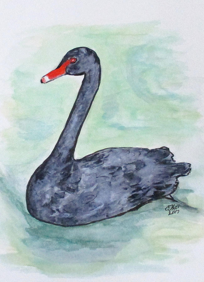 Black Swan Painting by Clyde J Kell