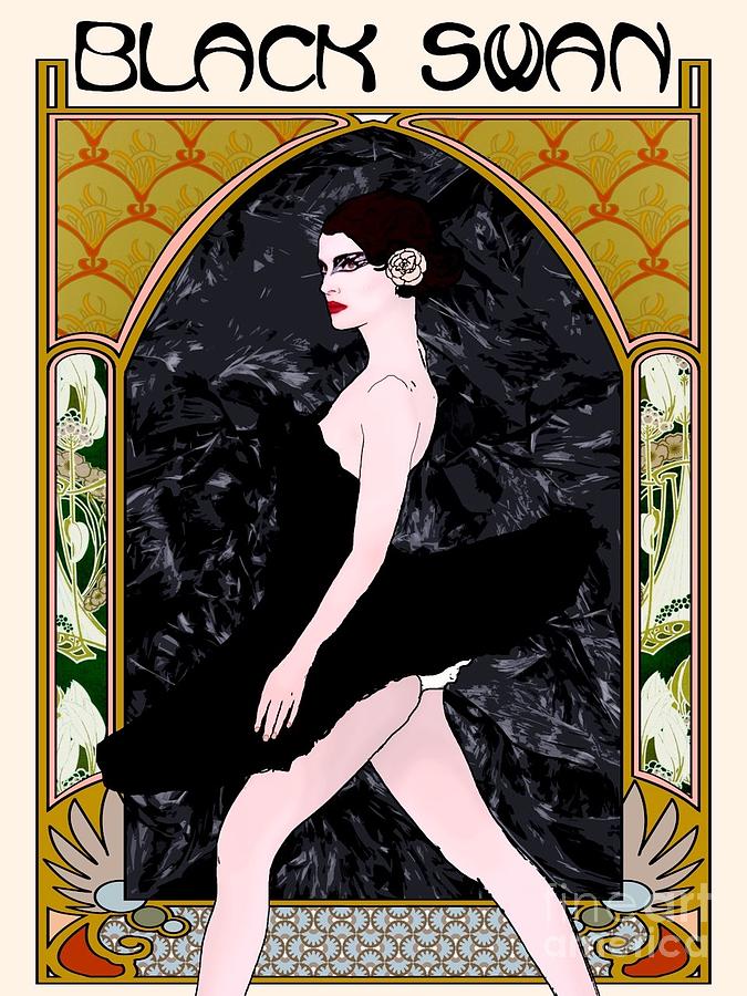 Black Swan  Poster Painting by Thea Recuerdo