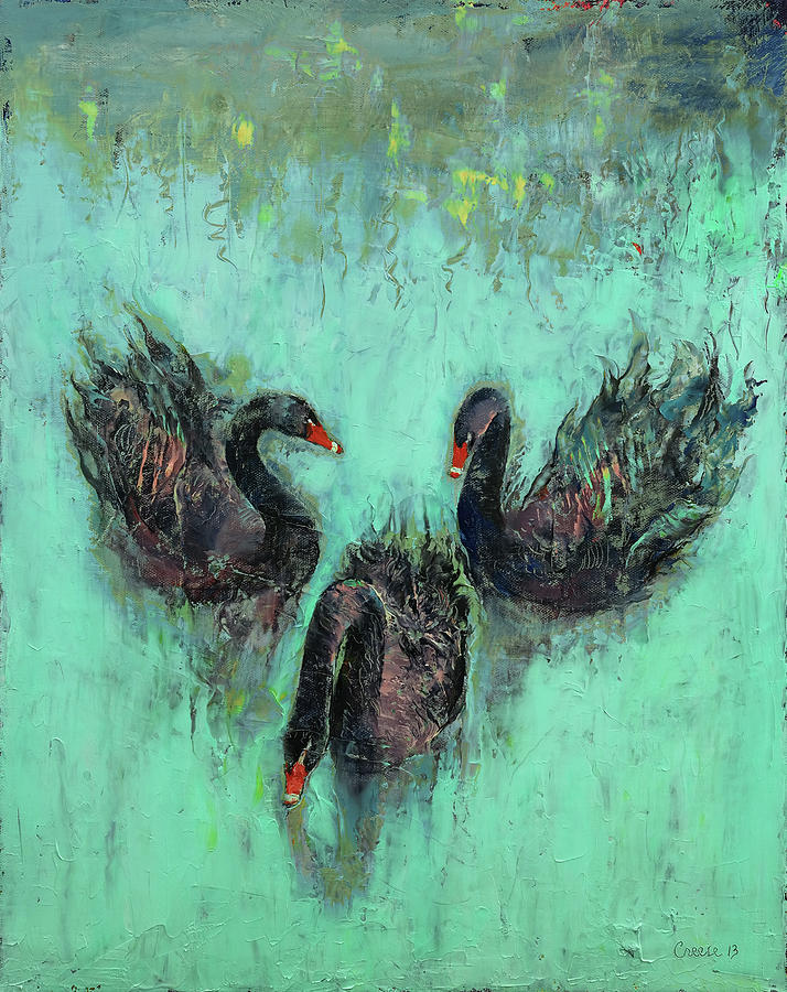 Impressionism Painting - Black Swans by Michael Creese