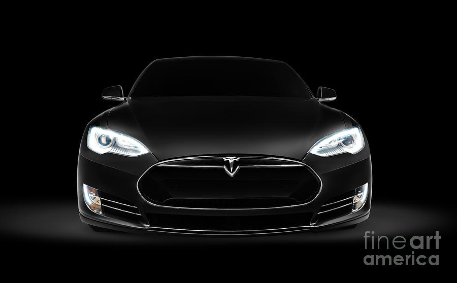 Black Tesla Model S luxury electric car front view Photograph by Maxim Images Exquisite Prints