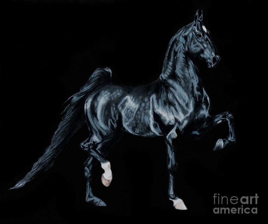 Horse Painting - Black Tie Affair featuring Saddlebred Champion Undulatas Made in Heaven by Cheryl Poland