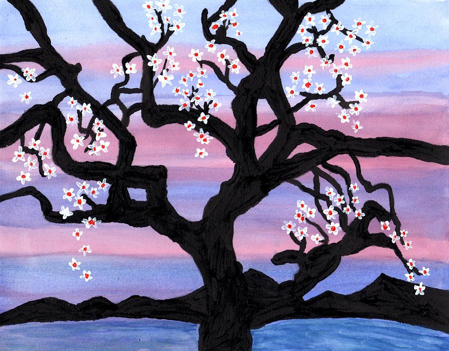 Black Tree Sunset Painting by Connie Valasco