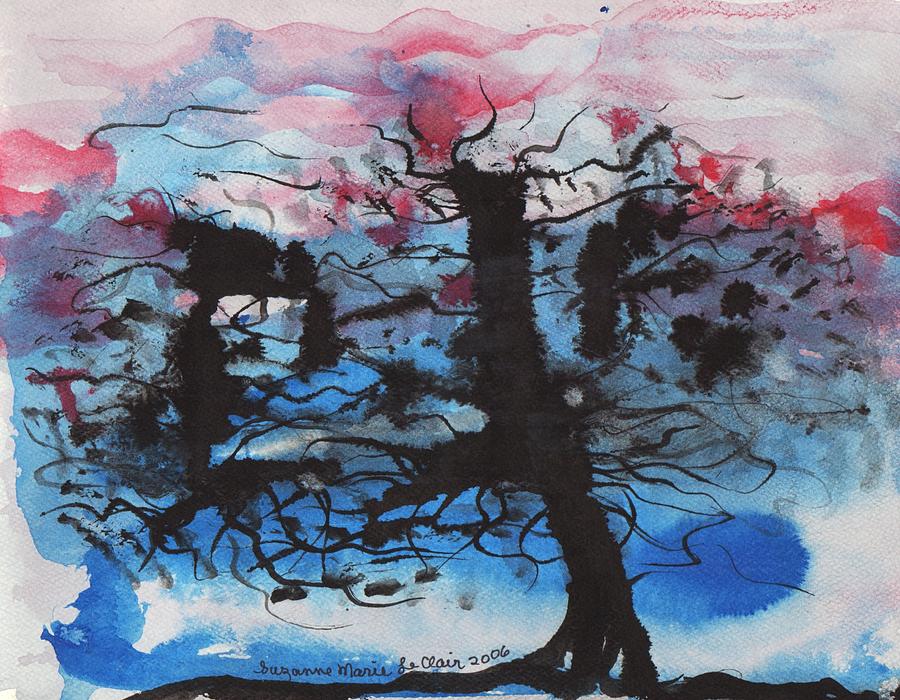 Abstract Painting - Black Tree by Suzanne  Marie Leclair