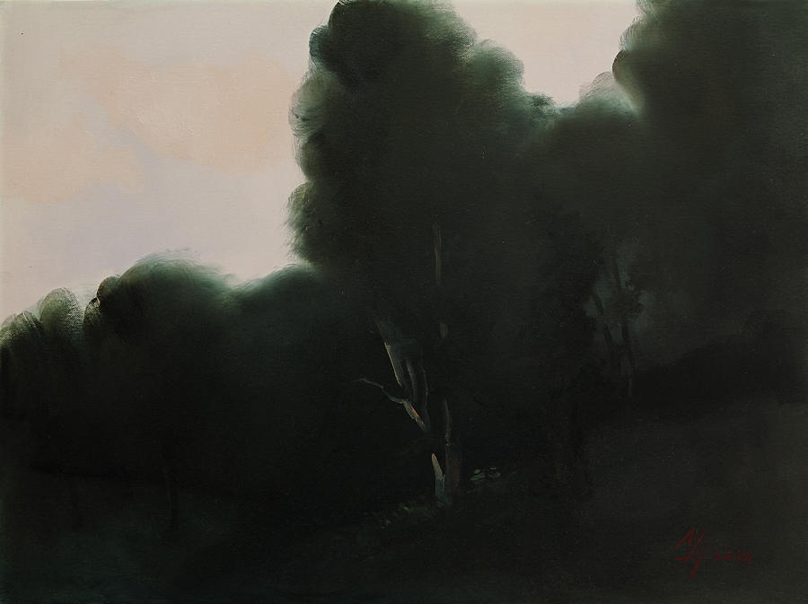 Black Trees Painting by Attila Meszlenyi