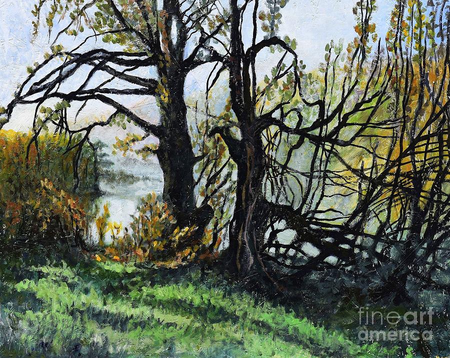 Village Painting - Black Trees Entanglement by Suzann Sines Village Painting - Black Trees Entanglement by Suzann Sines