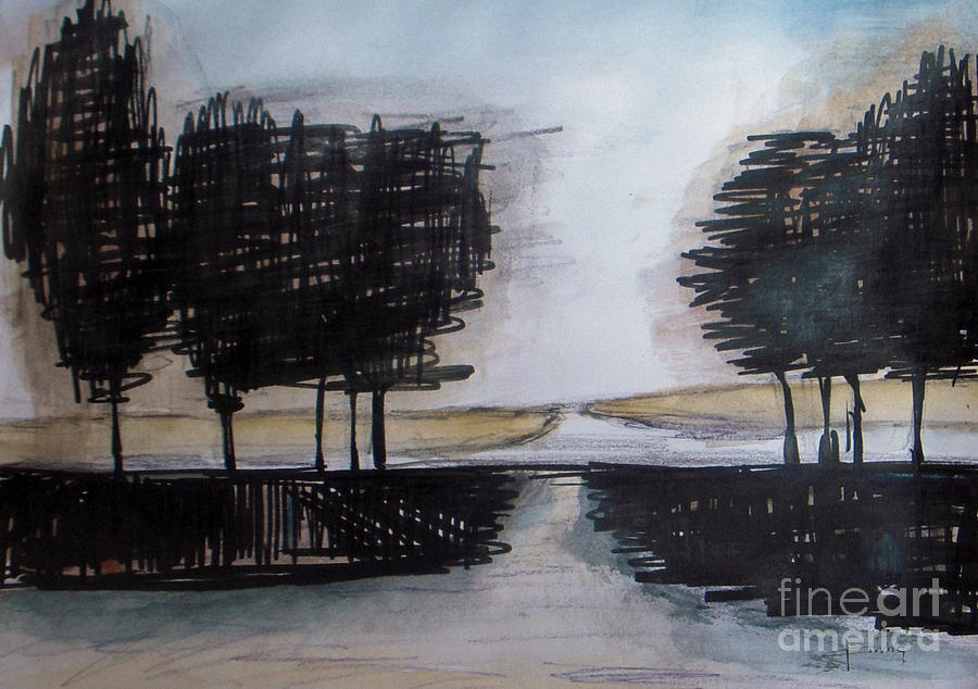 Trees on Rural Road 1 Painting by Vesna Antic