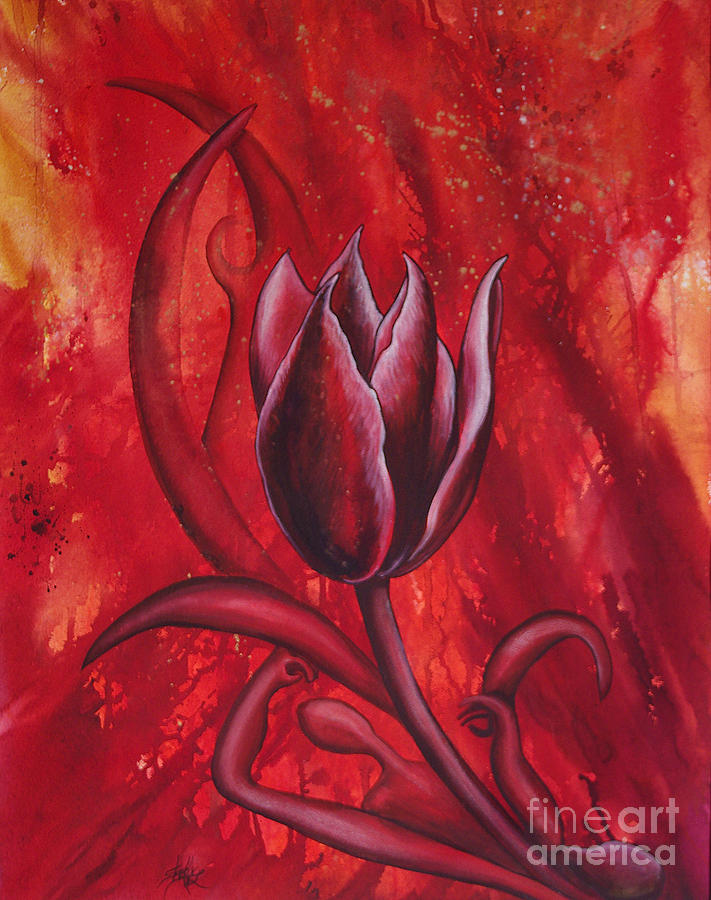 Black Tulip Painting by Shelly Leitheiser