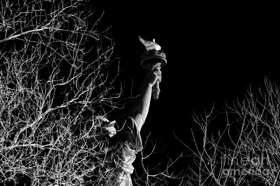 Black Wh Torch Statue of Liberty  Photograph by Chuck Kuhn