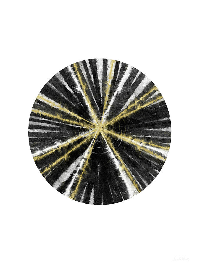 Ball Painting - Black, White and Gold Ball- Art by Linda Woods by Linda Woods