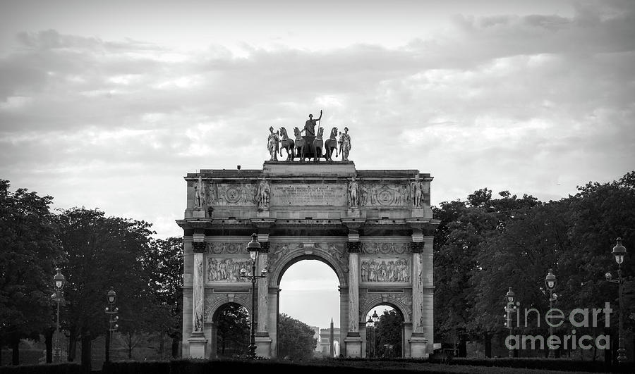 Black White Arc de Triomphe de Carrousel Napoleon Europe  Photograph by Chuck Kuhn