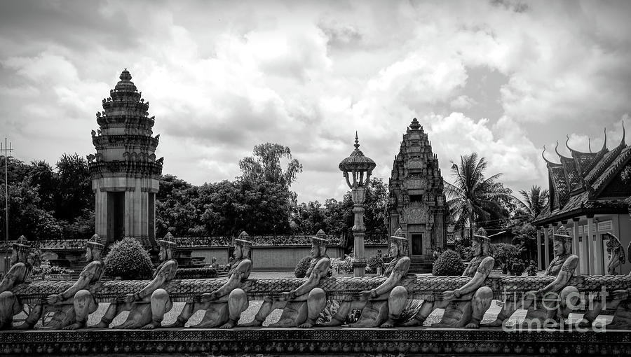 Black White Asia Cambodia Ruins  Photograph by Chuck Kuhn
