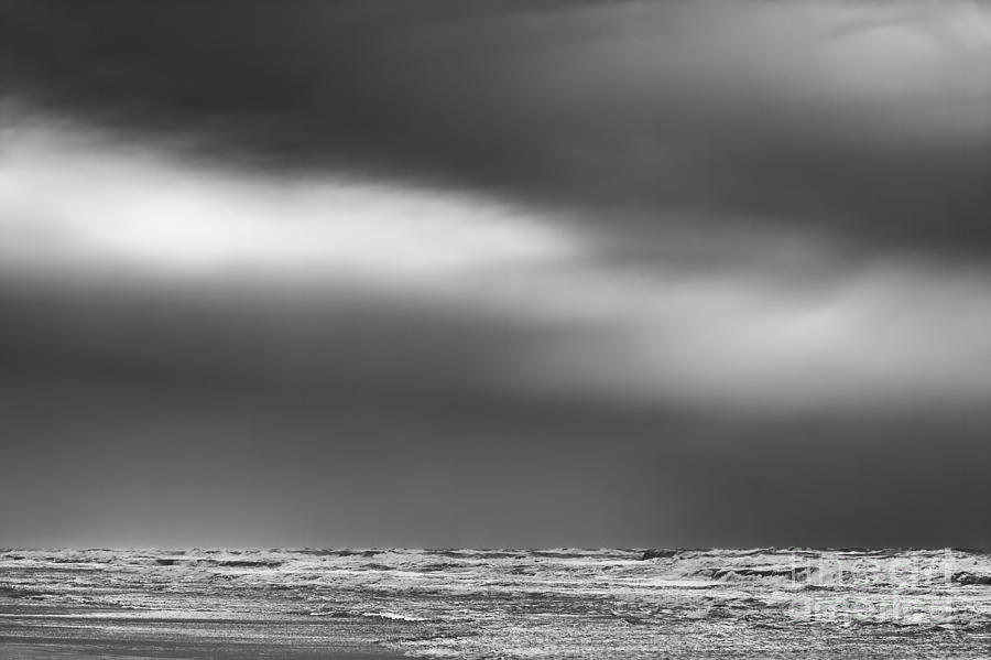 Black White Beach Storm Photograph by Jan Brons