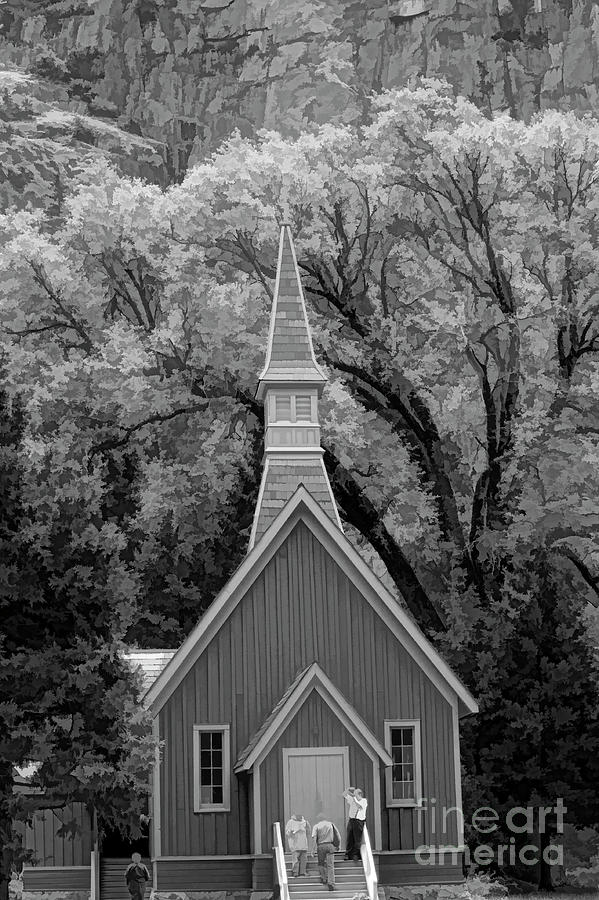 Black White Chapel Yosemite  Photograph by Chuck Kuhn