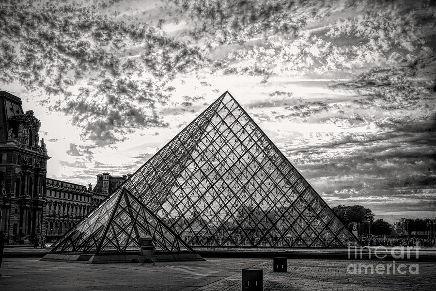 Black White Glass Pyramid The Louvre Paris France  Photograph by Chuck Kuhn
