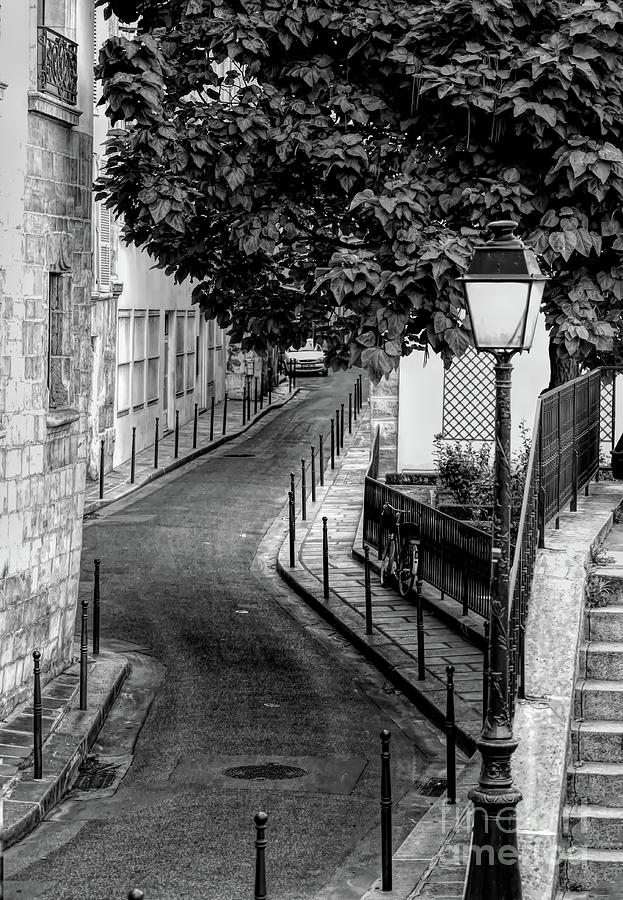 Black White Quiet Street Paris  Photograph by Chuck Kuhn