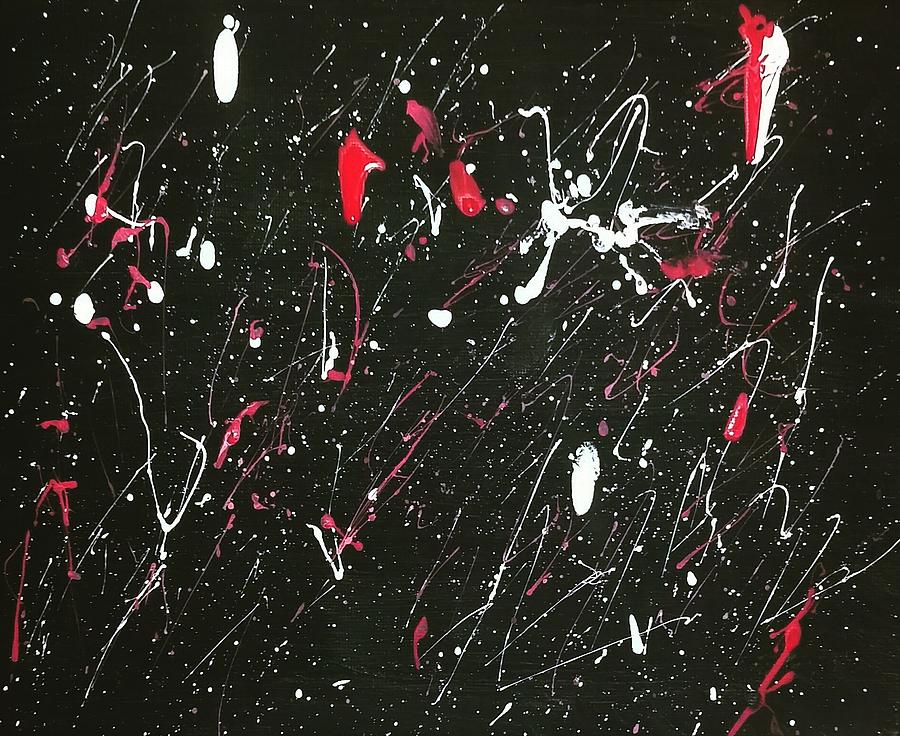 Abstract Painting - Black, White, Red by Vale Anoai