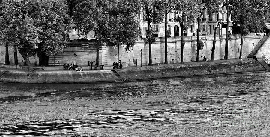 Black White Seine River Paris  Photograph by Chuck Kuhn