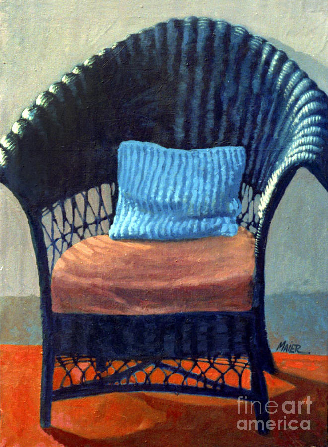 Still Life Painting - Black Wicker Chair by Donald Maier