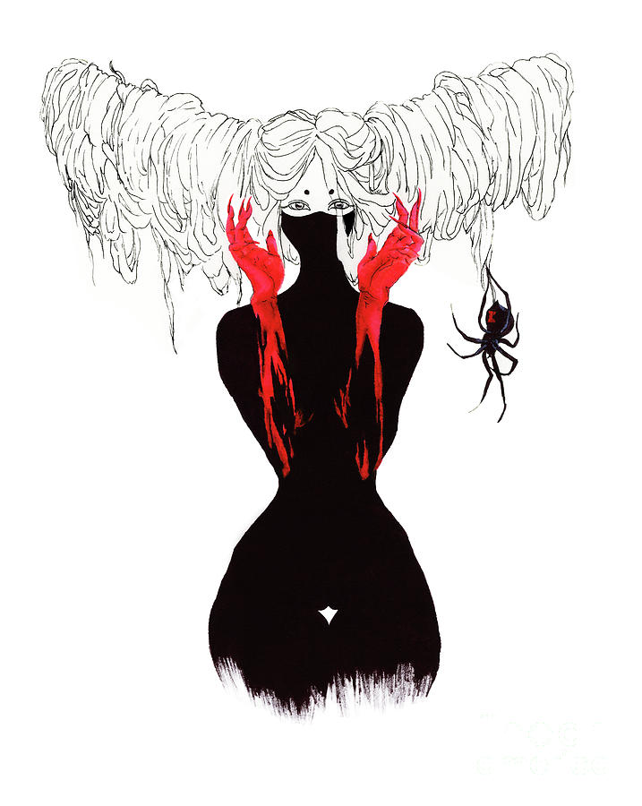 Black Widow Drawing - Black Widow by Melissa Hamid