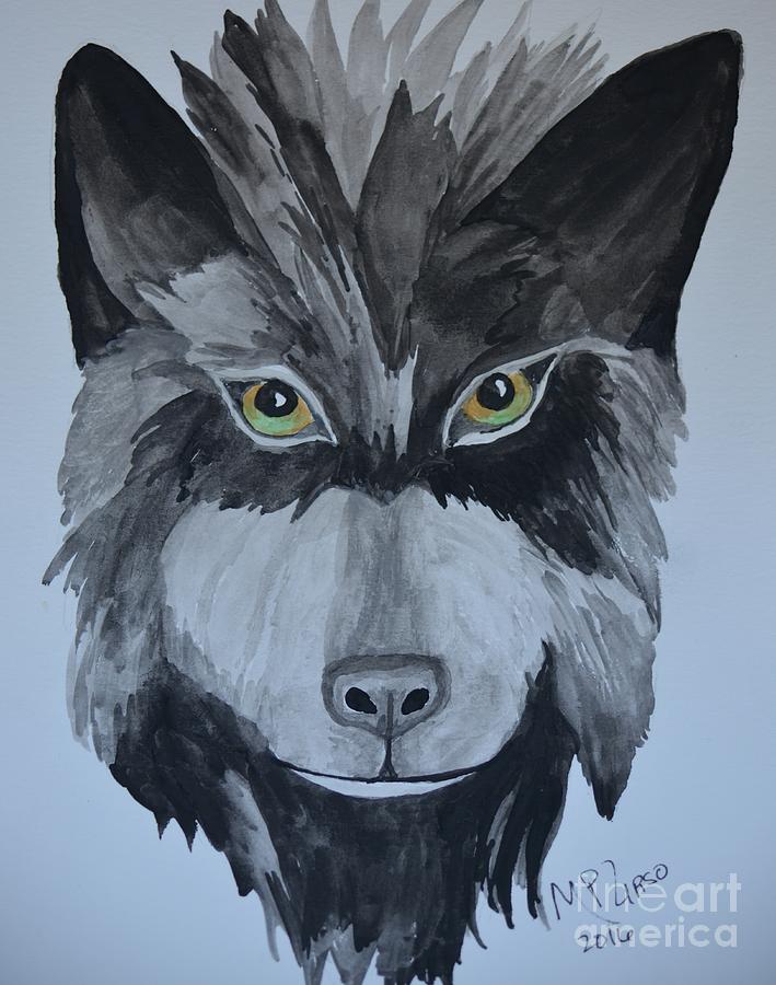 Black Wolf 16-05 Painting by Maria Urso