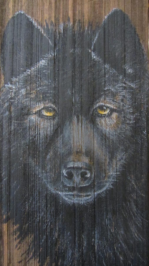 Black Wolf Mixed Media by Barbara Prestridge