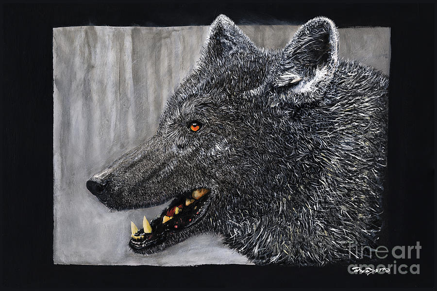 Wolf Painting - Black Wolf The Elder by Kevin Scott Jacobs Wolf Painting - Black Wolf The Elder by Kevin Scott Jacobs