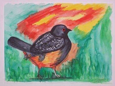 Blackbird Painting by Caroline Lifshey