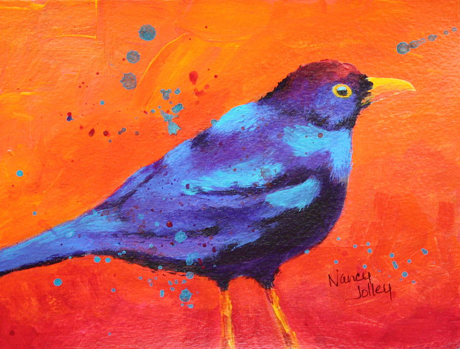 Blackbird II Painting by Nancy Jolley