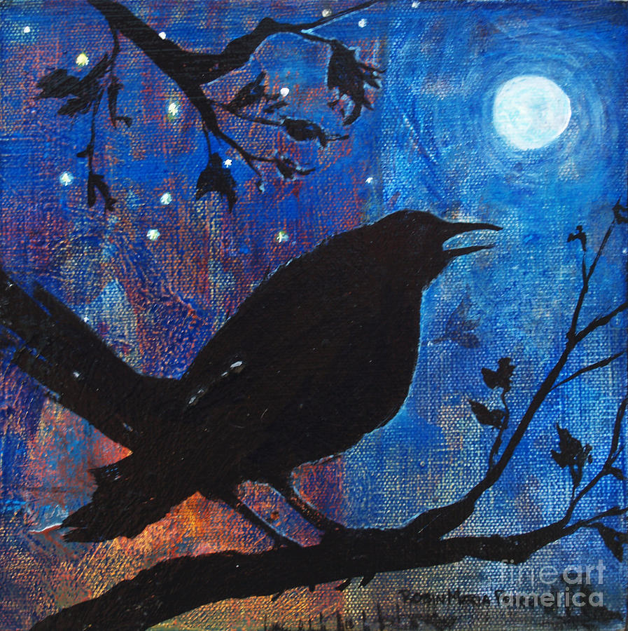 Blackbird Singing Painting by Robin Pedrero