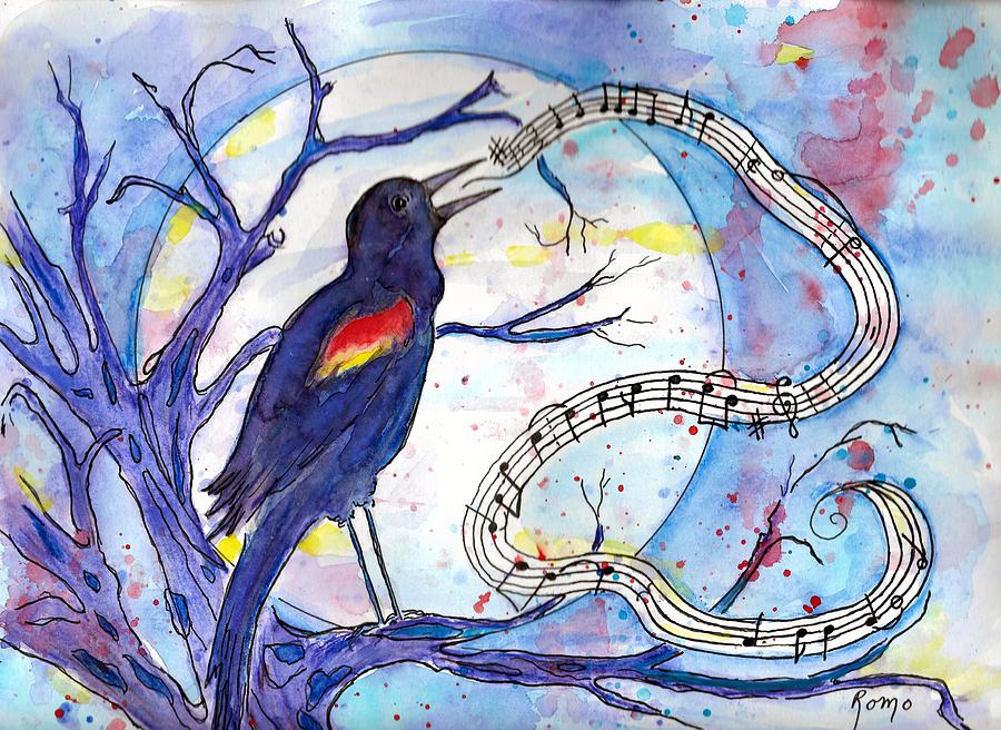 Blackbird Painting - Blackbird Singing by Robin Monroe