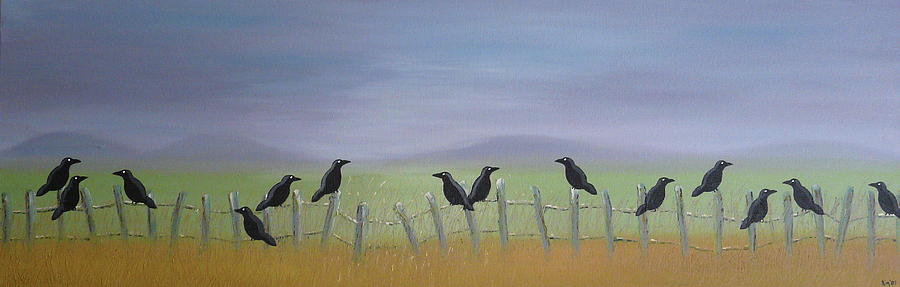 Blackbirds Painting by Kimberly Boyle