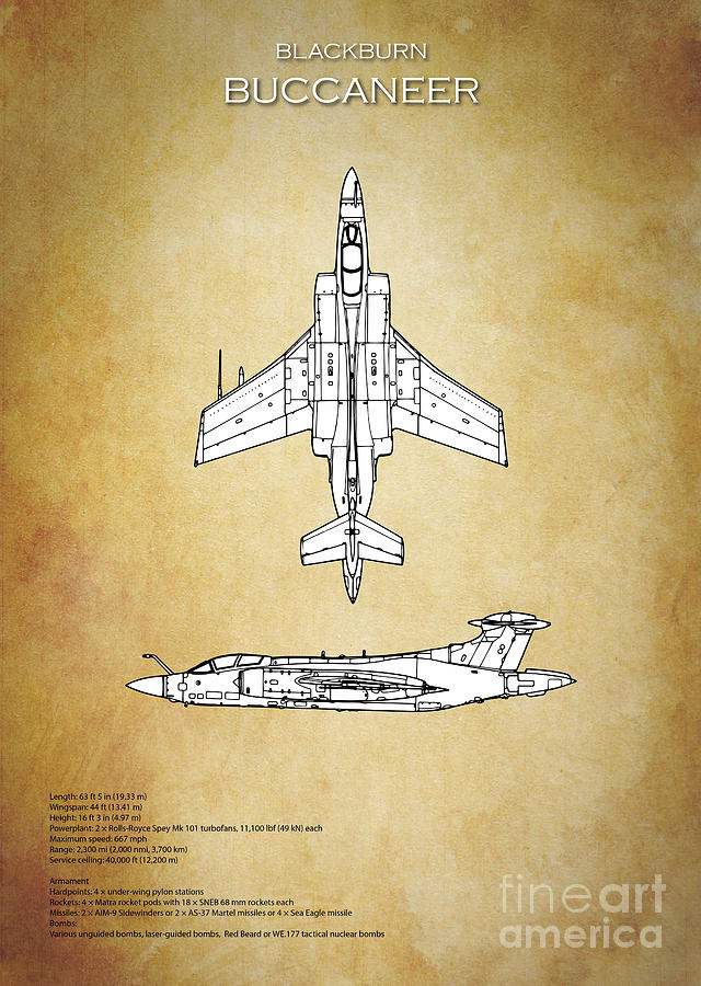 Blackburn Buccaneer Blueprint Digital Art by Airpower Art