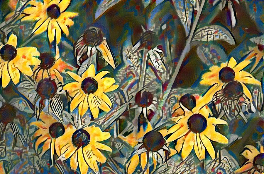 Blackeyed Susans Watercolor Painting by Bill Cannon