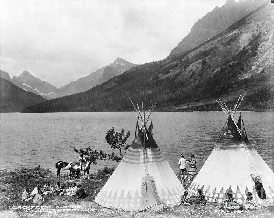 Blackfoot Encampment.  Photograph by Granger
