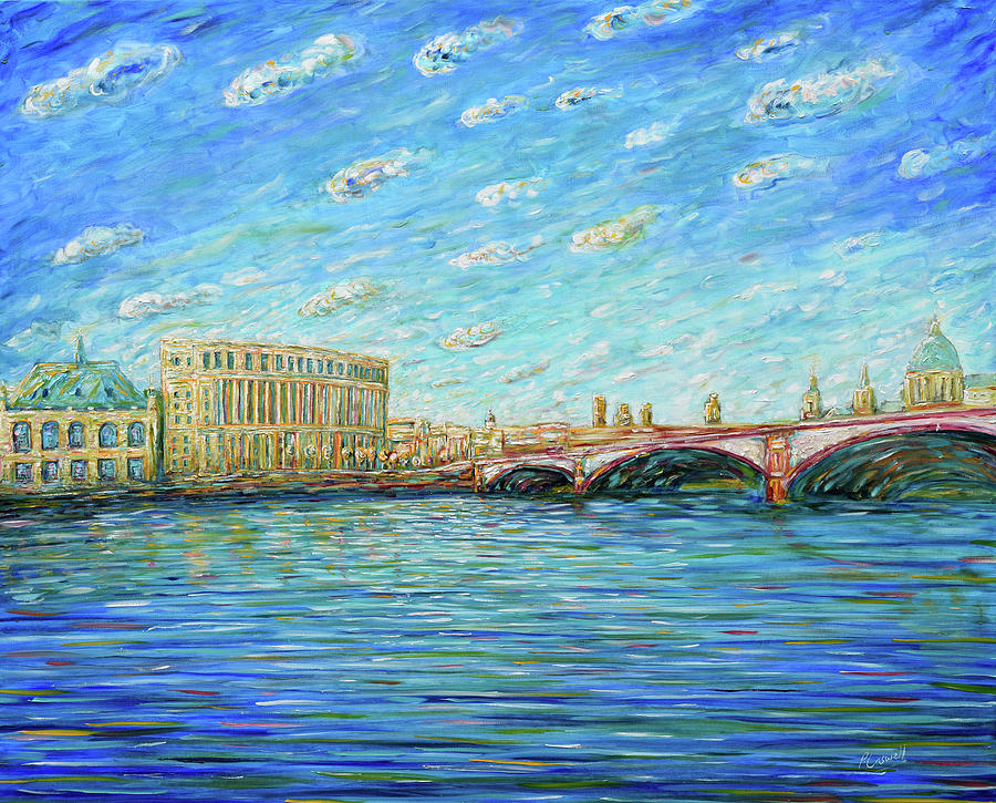 Blackfriars Bridge St Pauls Painting London River Thames Painting Painting by Pete Caswell