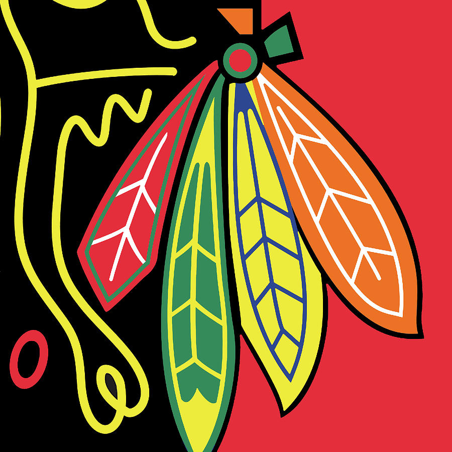 Blackhawks Chicago Colorful Bold Abstract Painting by Tony Rubino