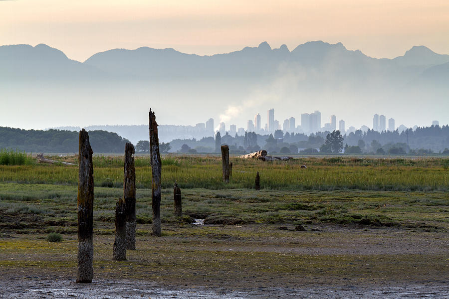 Blackie Spit and Burnabys Metrotown Photograph by Michael Russell