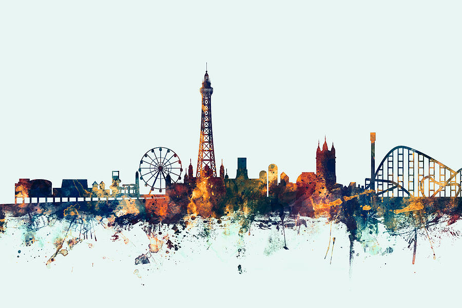 City Digital Art - Blackpool England Skyline by Michael Tompsett