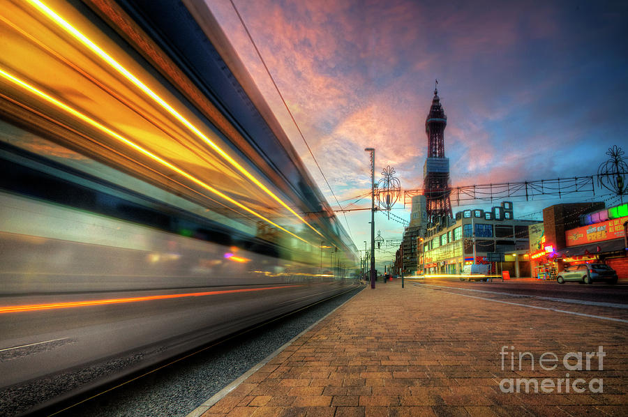 Blackpool Tram Light Trail Photograph by Yhun Suarez