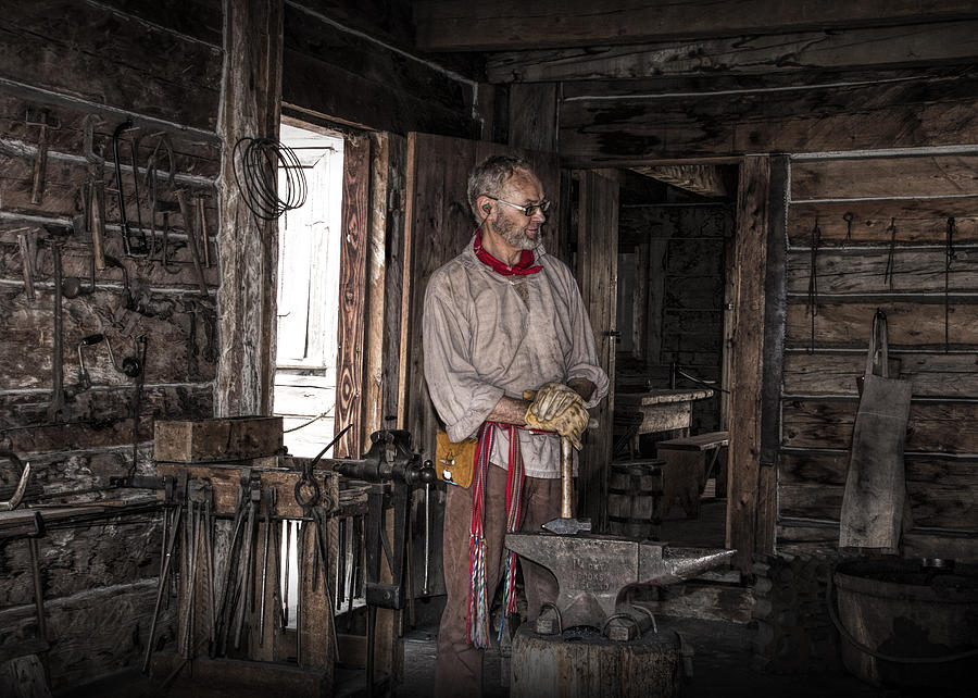 Tool Photograph - Blacksmith at the Fort Edmonton Park in Alberta by Randall Nyhof