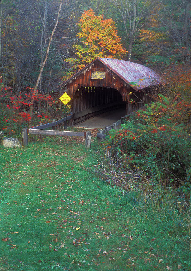 Fall Photograph - Blacksmith Shop Covered Bridge by John Burk