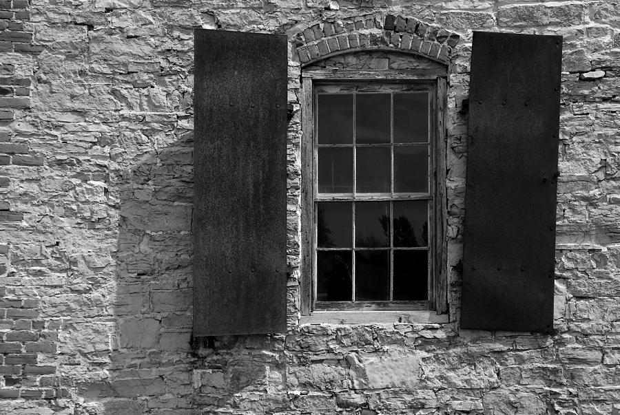 Blacksmith Shop Window 3 BW Photograph by Mary Bedy