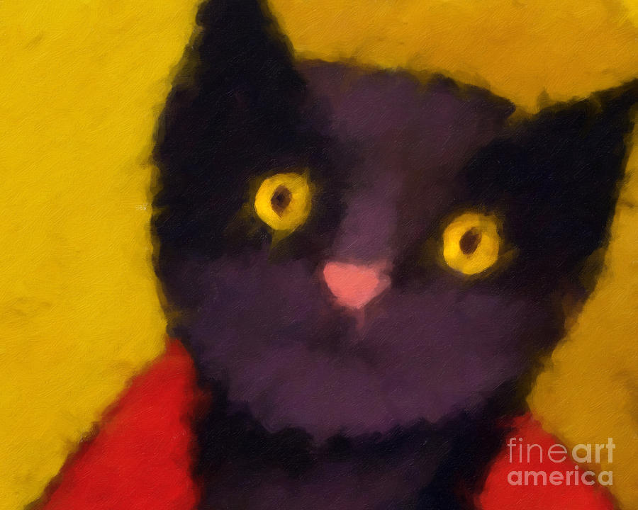 Cat Painting - Blacky by Lutz Baar