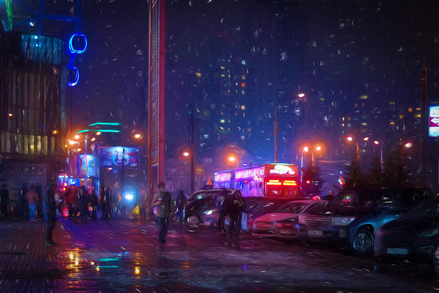 Bladerunner Style Neon Urban City Oil Photograph by John Williams