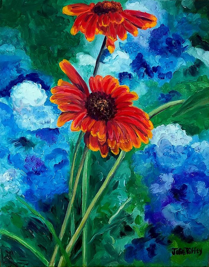 Blanket Flower Painting by Julie Brugh Riffey
