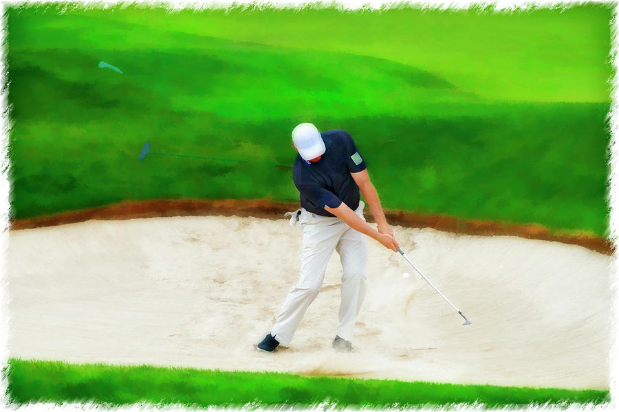 Blasting out of sand trap Photograph by Dan Friend
