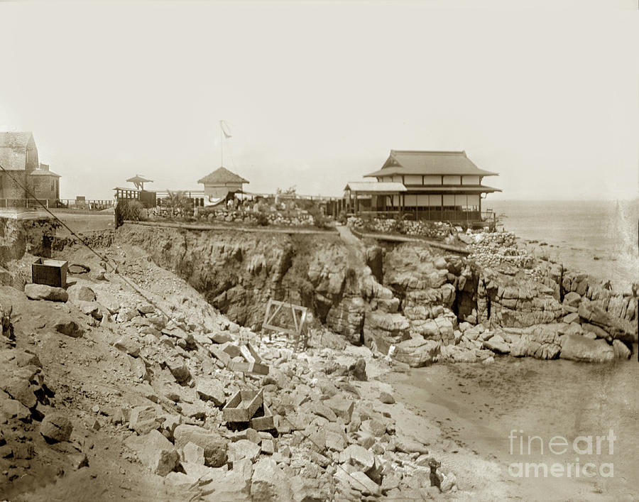 1904 Photograph - Blasting rocks at Loves Point Beach, 1904 by Monterey County Historical Society